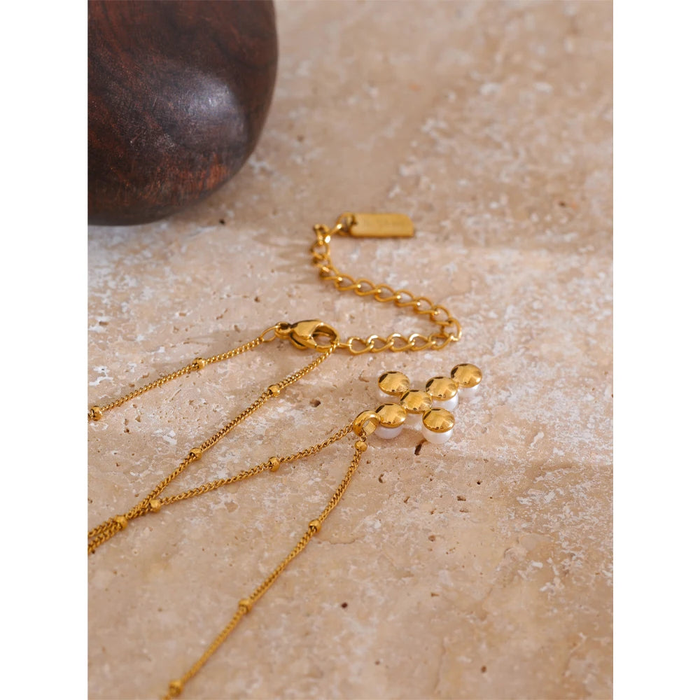 Sacred Pearl Cross Necklace - Cardi Bella