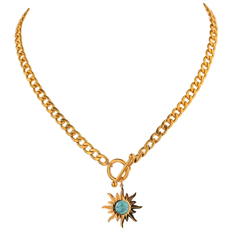 Sun Flower Pendant Necklace - Cardi Bella
