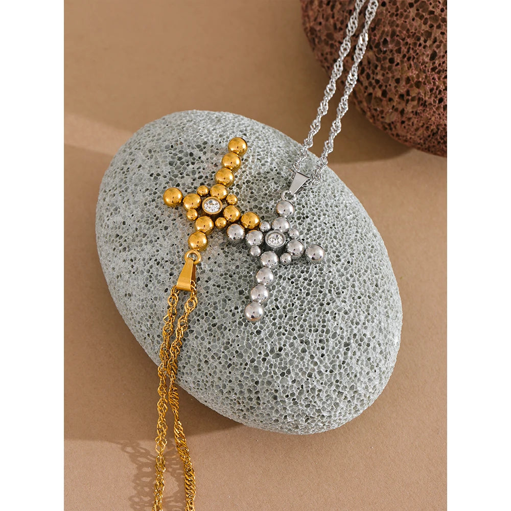 Golden Devotion Cross Necklace - Cardi Bella