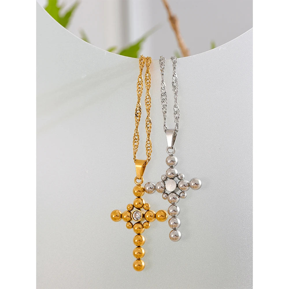 Golden Devotion Cross Necklace - Cardi Bella