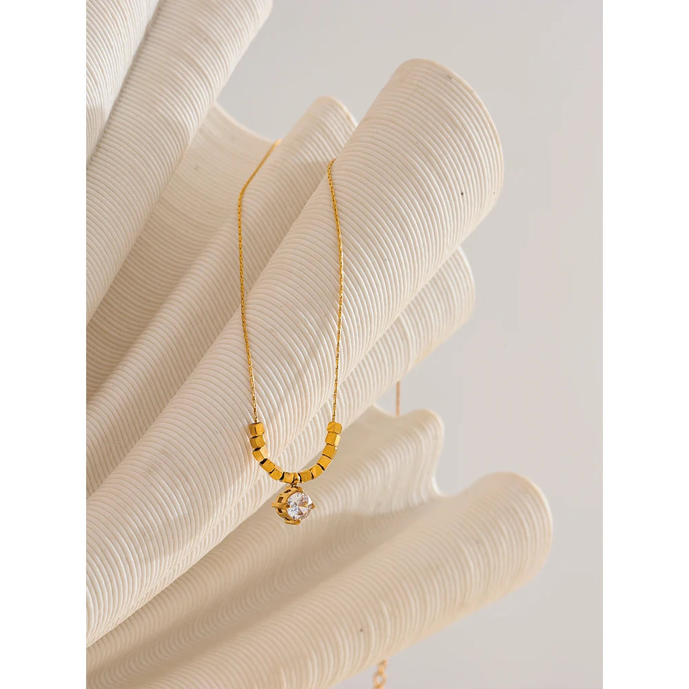 Golden Glimmer Bead Necklace - Cardi Bella