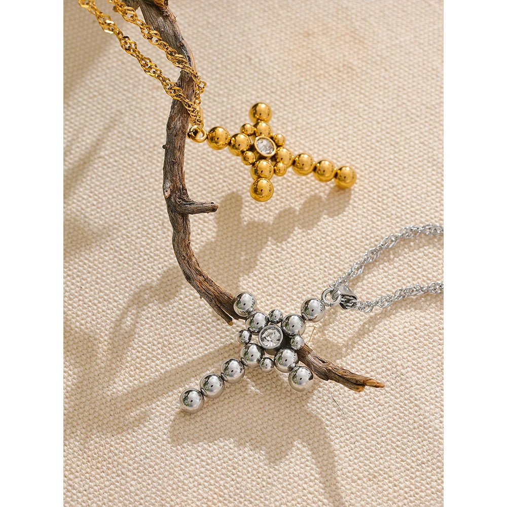 Golden Devotion Cross Necklace - Cardi Bella