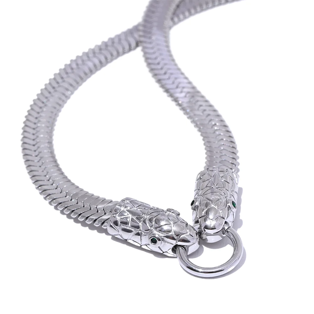 Serpent Herringbone Chain Necklace - Cardi Bella