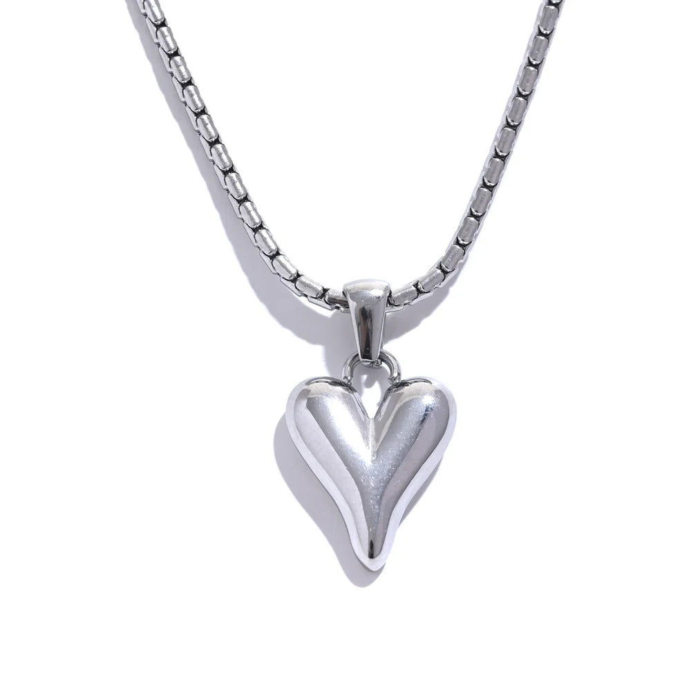 Golden Puff Heart Necklace - Cardi Bella