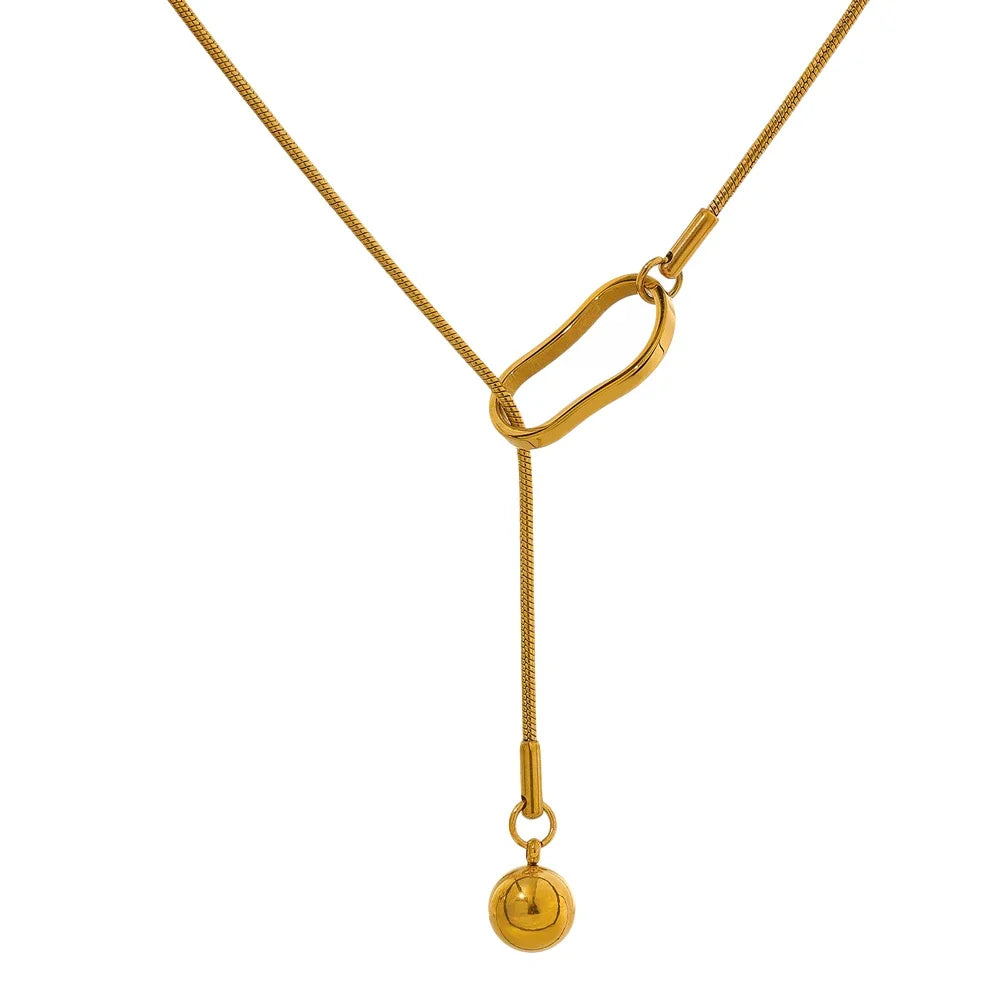 Golden Link Lariat Necklace - Cardi Bella