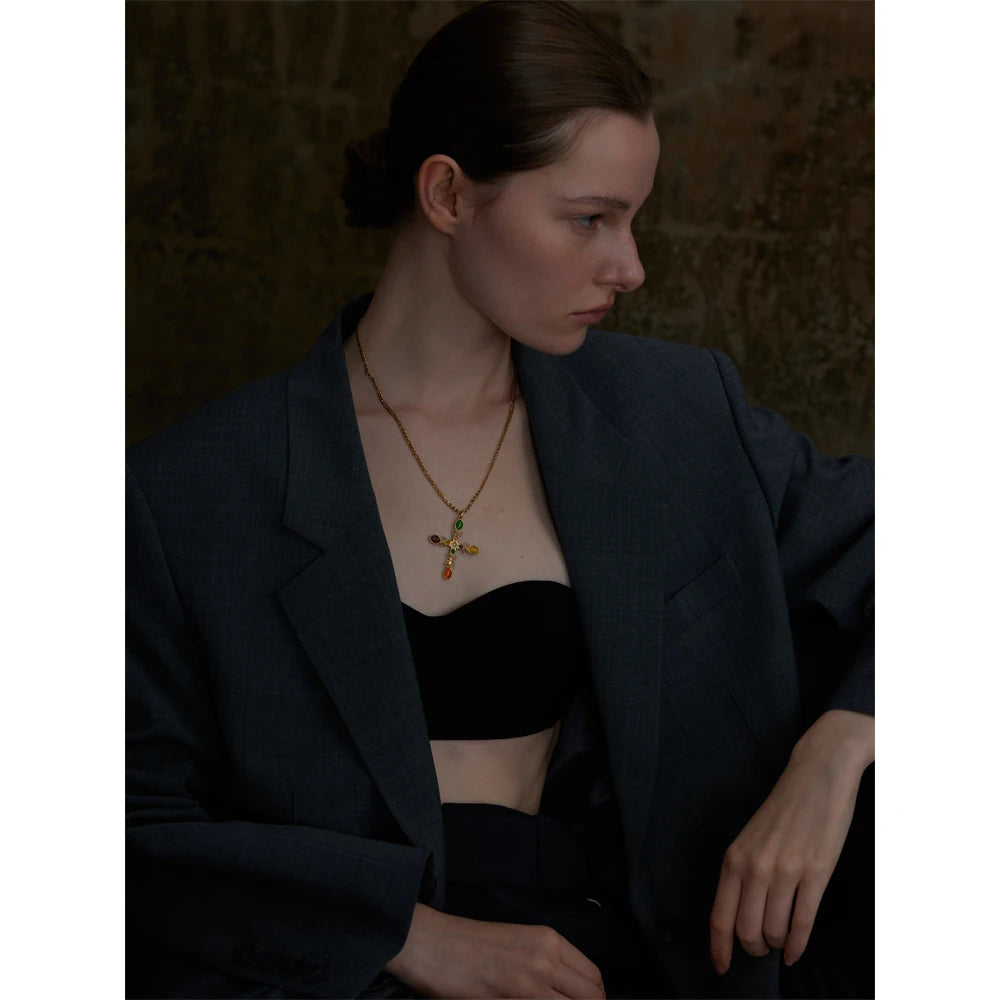 Divine Spectrum Cross Necklace - Cardi Bella