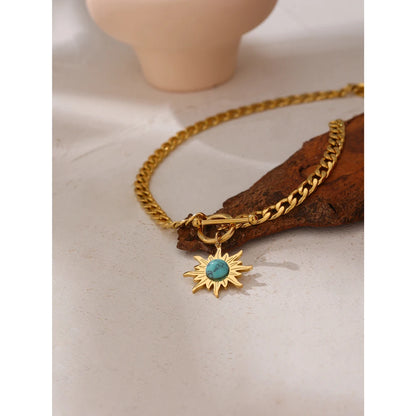 Sun Flower Pendant Necklace - Cardi Bella