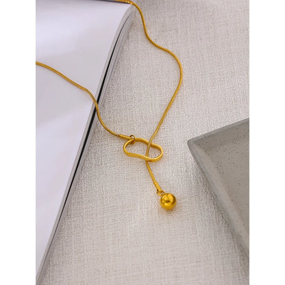 Golden Link Lariat Necklace - Cardi Bella