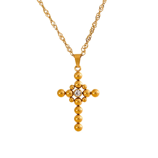 Golden Devotion Cross Necklace - Cardi Bella